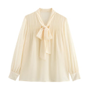 Chic V-Neck Long Sleeve Bow Top