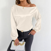Elegant Long‑Sleeve Satin Shirt – Puff Sleeve Chic