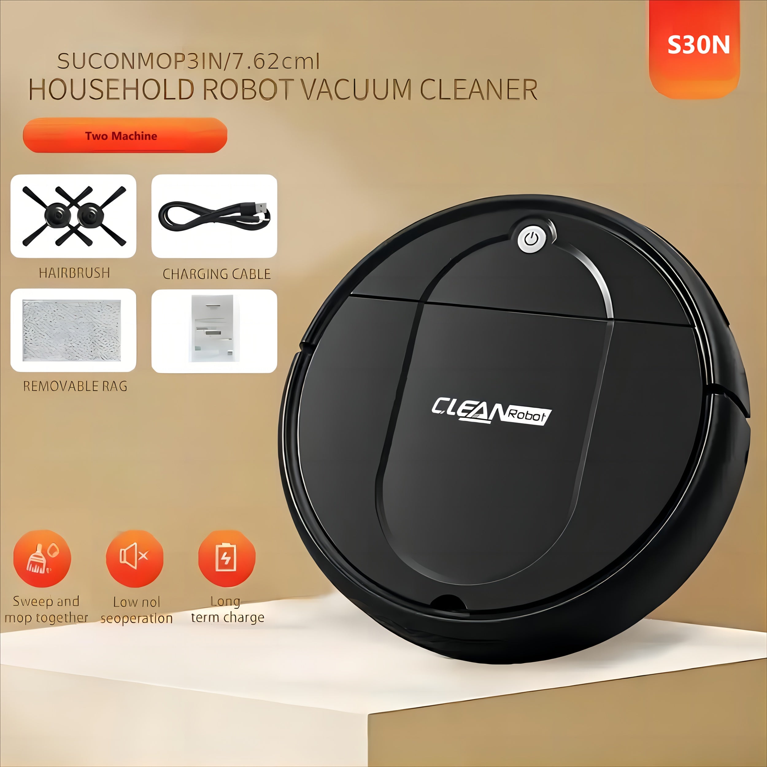 3-in-1 Robot Vacuum Cleaner | Tangle-Free Suction, Automatic Self-Charging, Multi-Purpose for Floor Cleaning, Pet Hair, Paper & Garbage