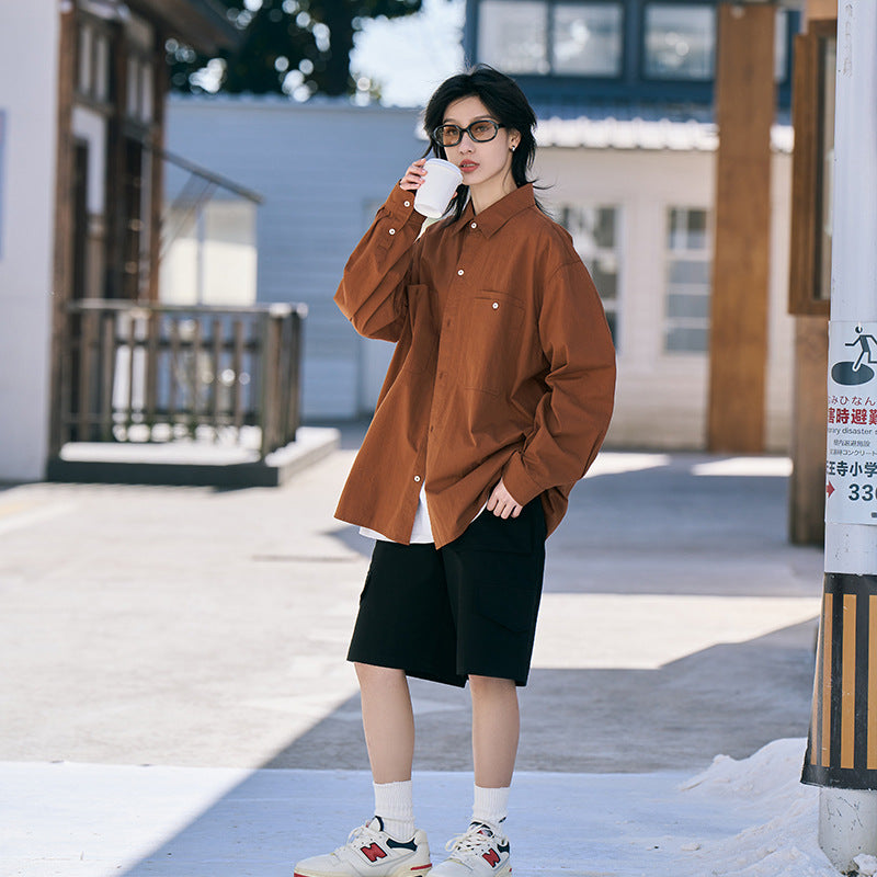 Women's Cotton Loose Solid Color Casual Shirt