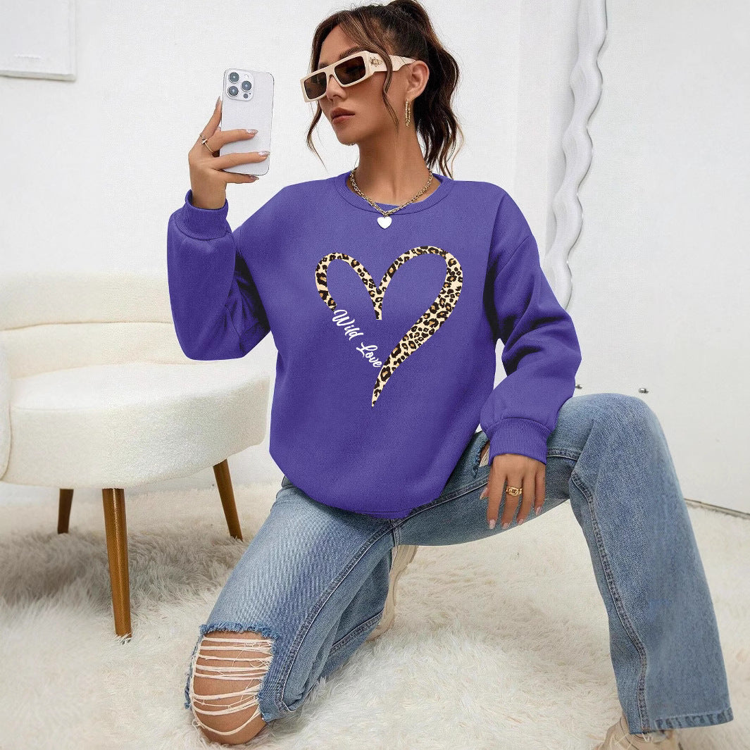 Leopard Wild Heart Print Sweatshirt Set
