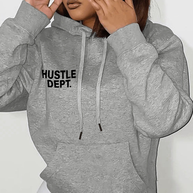 Autumn And Winter European And American Chest Printing Hooded Casual Loose Sweater