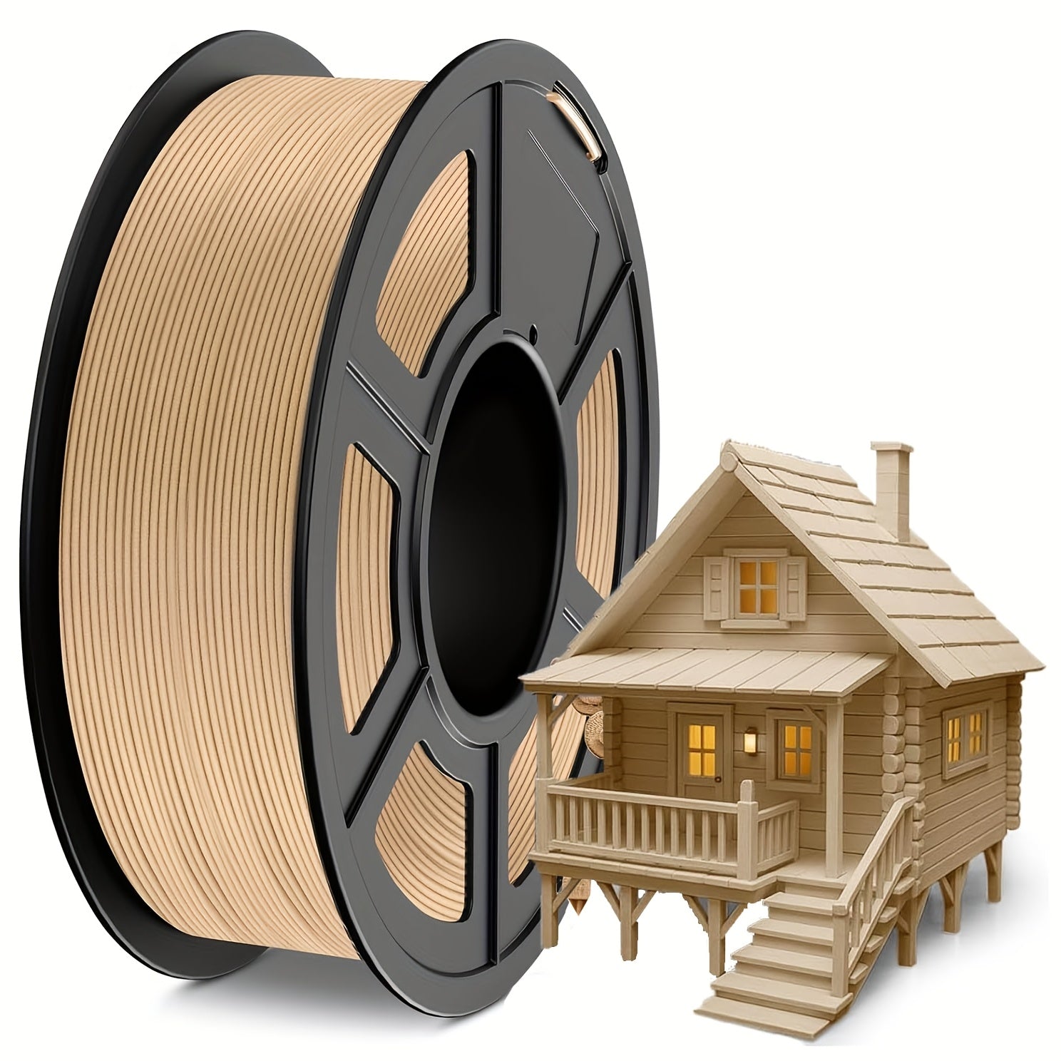 Wood‑Fiber PLA 3D Printer Filament 1.75 mm – 250 g Spool, Natural Wood Color