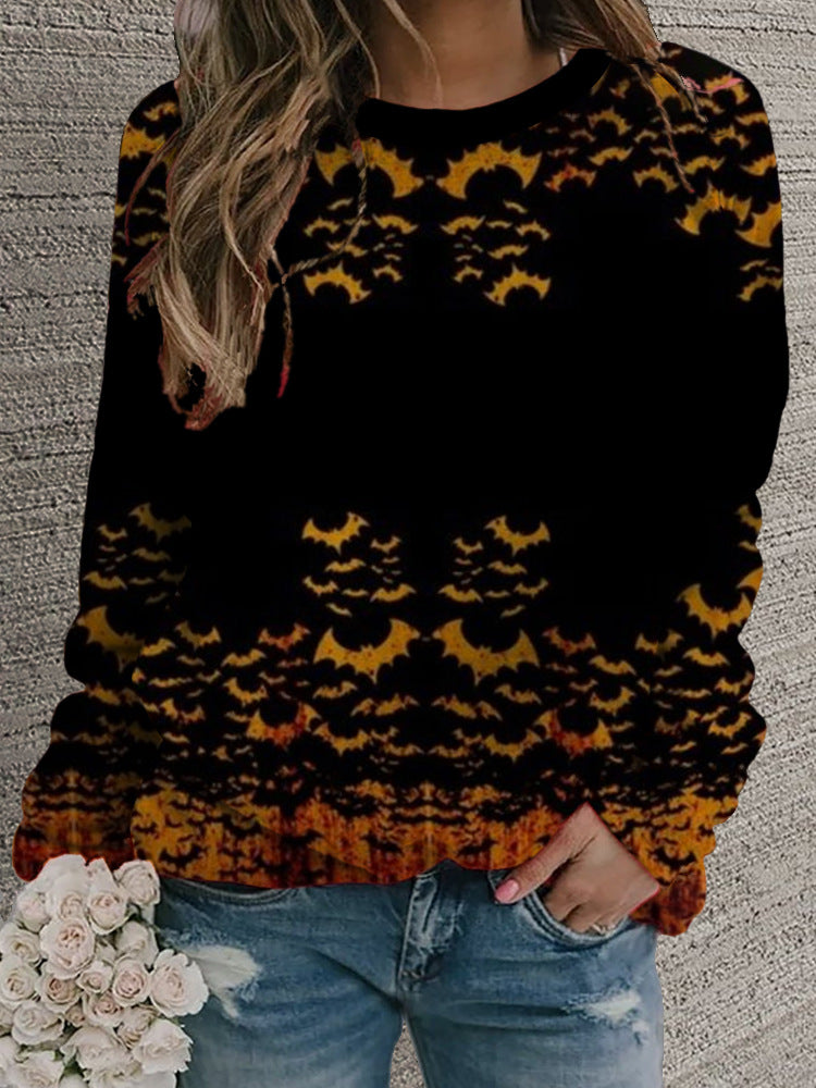 Women's Retro Floral Round Neck Casual Sweater