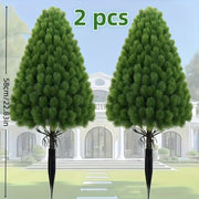 2 Large Artificial Pine Trees with Ground Stakes, Easy to Install, All-Season Use. Perfect for Halloween, Christmas, Palm Sunday and More – Enhance Your Yard