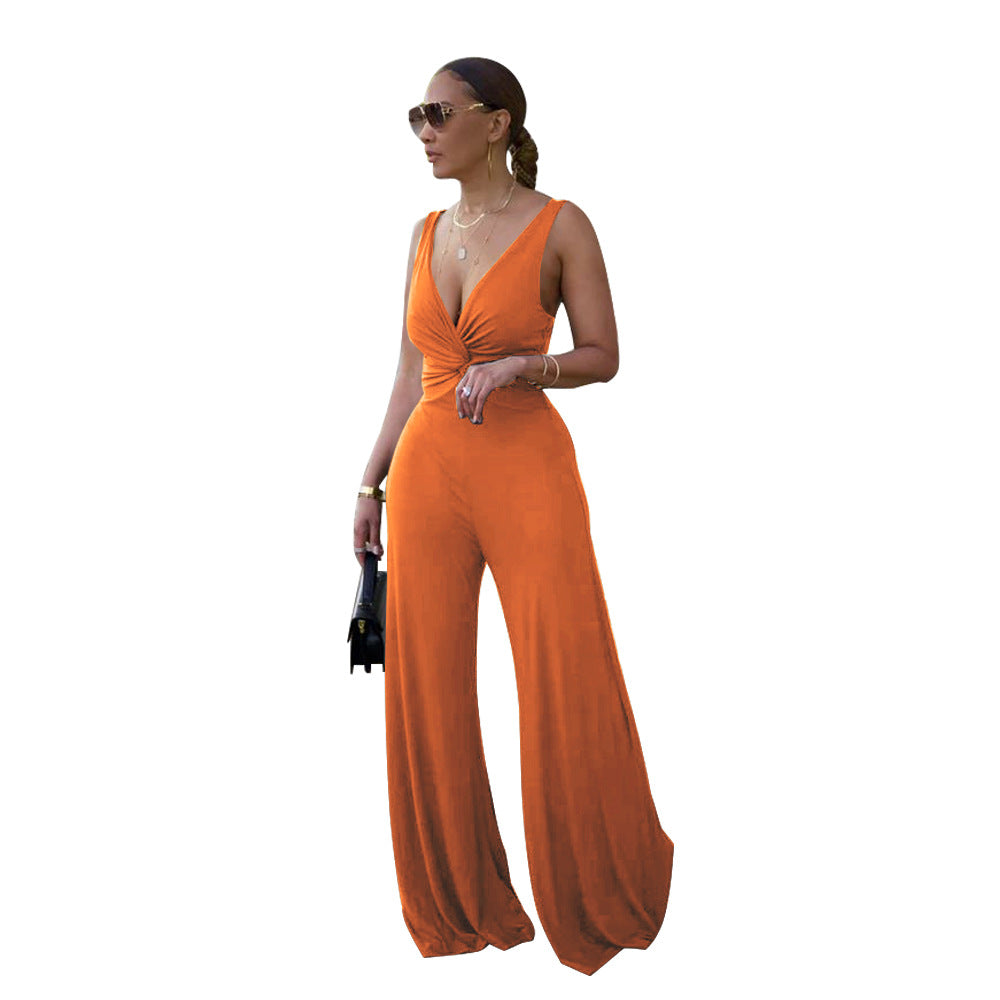 Sexy Deep V-neck Backless Sleeveless Jumpsuit