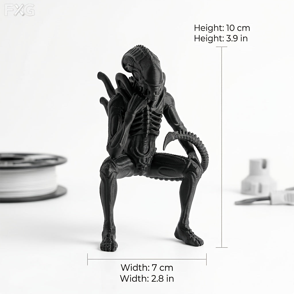 [Unique Space Gift Decor] Alien Thinker Decorative Ornament, Collectible Figurine, Office Desk Dark Style Decor Accent, Desk Tabletop Decoration, Sci-Fi Alien Style Statue/Sculpture, Bio-Mechanical Atmosphere Decor Decorations, Niche Ornaments, Unique Spa