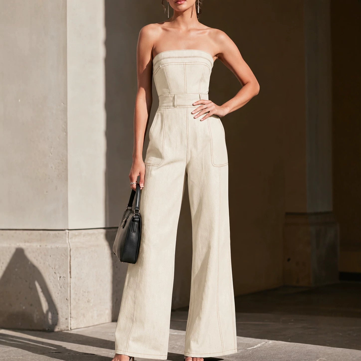 Chic Wide-Leg Denim Jumpsuit: Effortless French Style