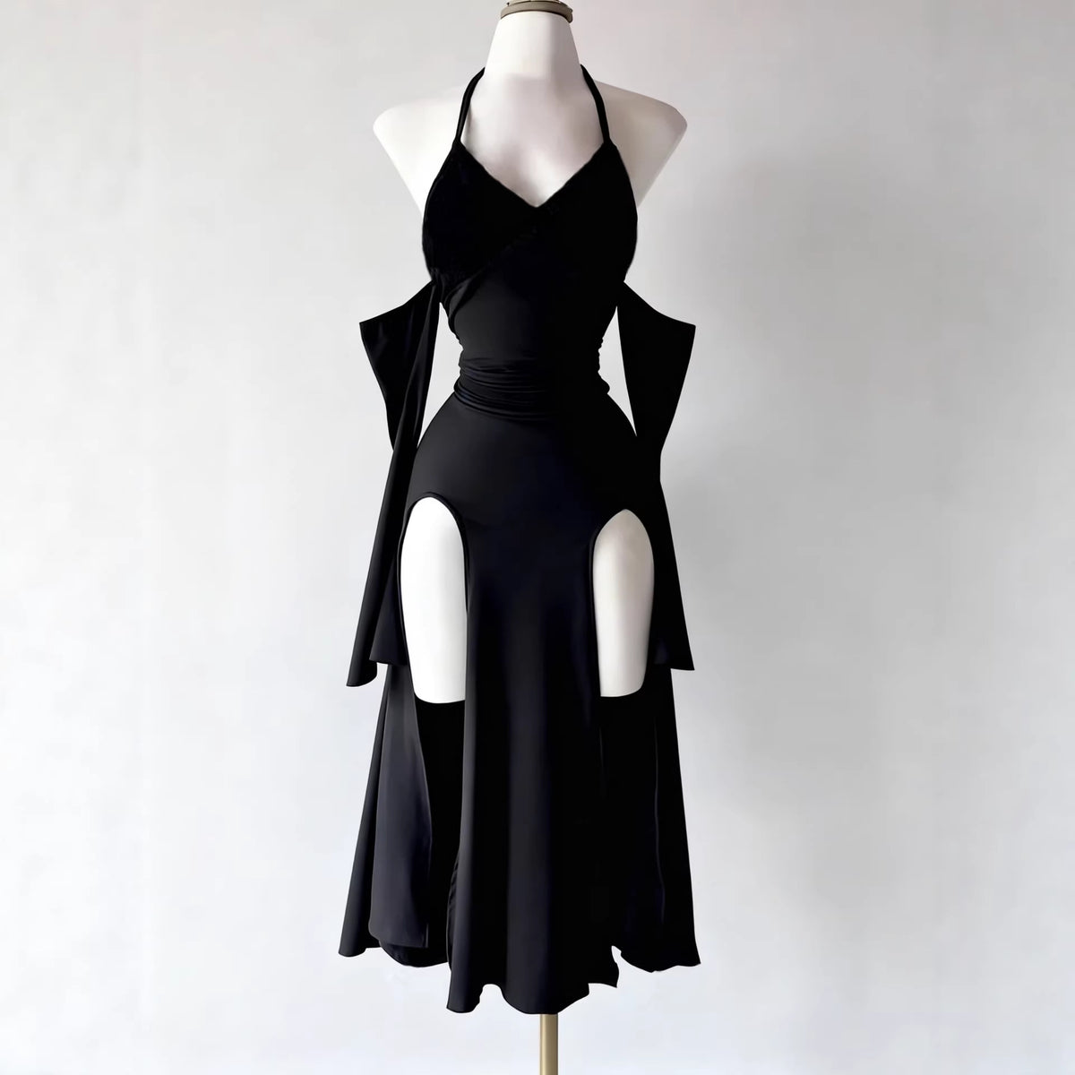 Halter-neck Off-shoulder Slit Hollow-out Womens Dress