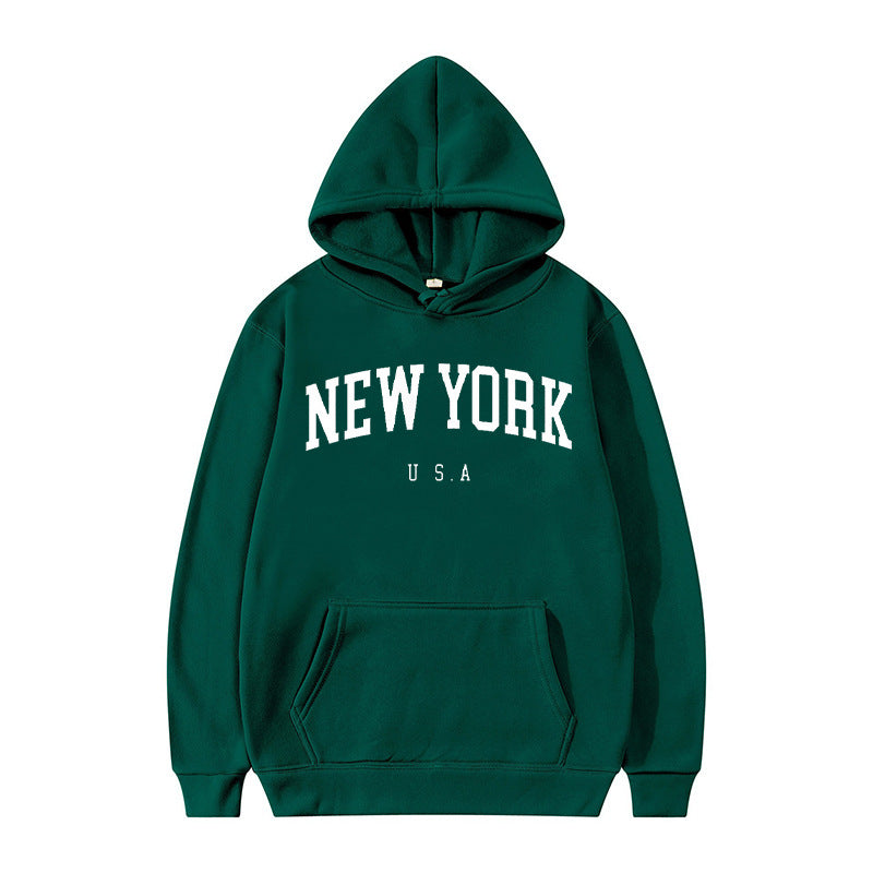 Women's Velvet Padded Printed Casual Sports Hoodie