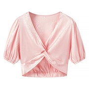 Elegant Triple-Color V‑Neck Short Sleeve Shirt – Slim Fit