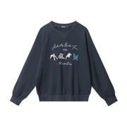 Retro Embroidered Round Neck Loose Long Sleeve Sweater