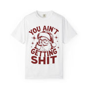 Festive White Christmas Print Tee – Cozy Short Sleeve for Women