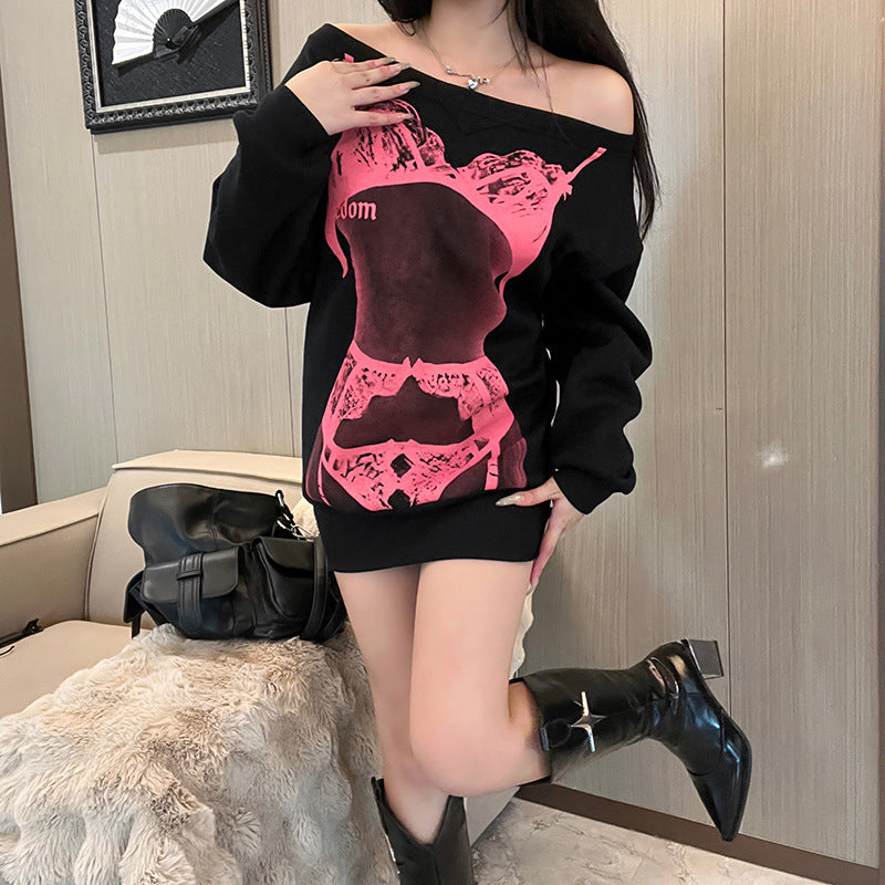 Women's Streetwear Printed Loose Pullover Sweatshirt