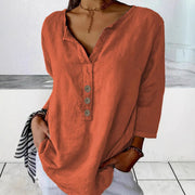 Solid Notched Collar Button-Down Casual Shirt