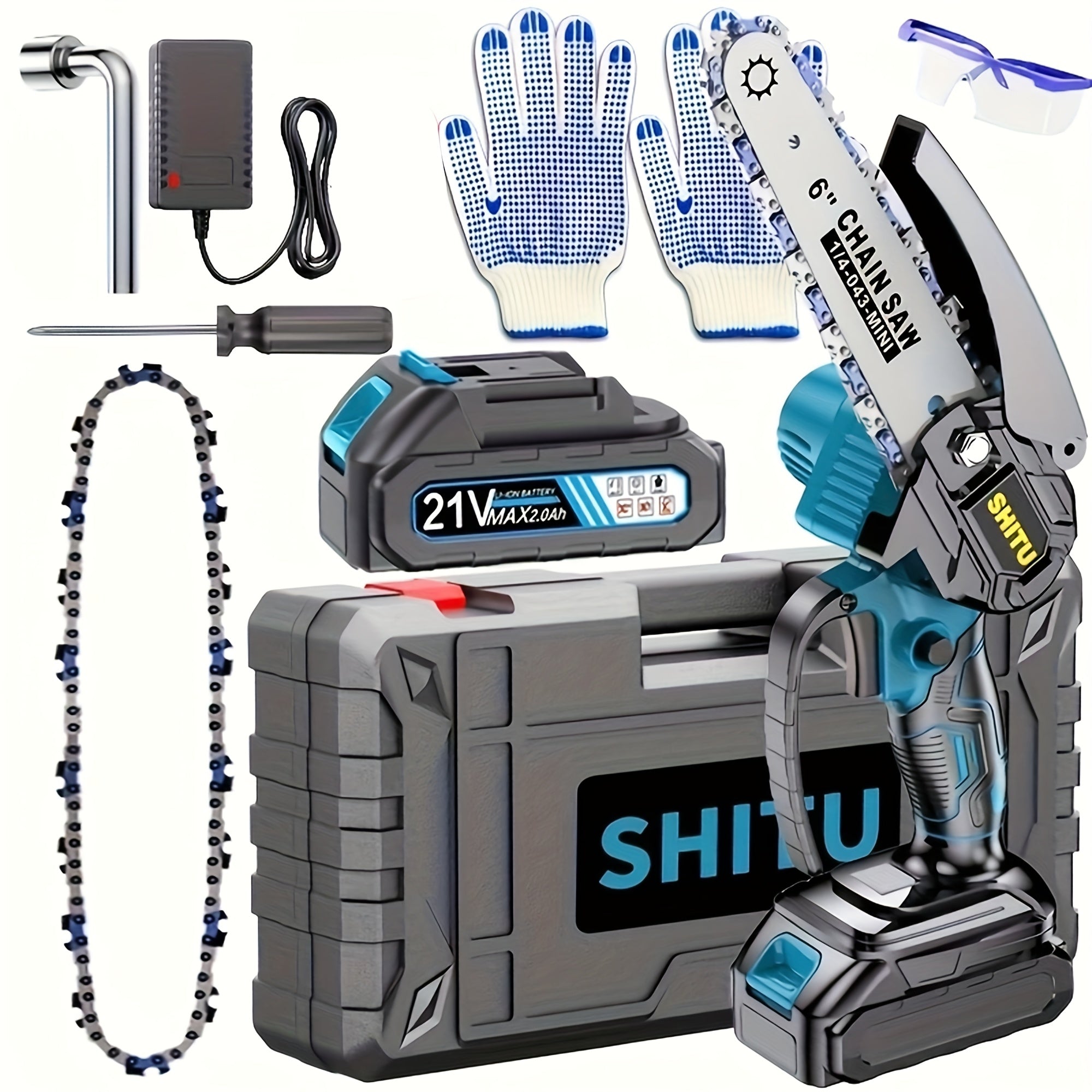 Mini Chainsaw Cordless, Lightweight & Portable Handheld Electric Tree Cutter With Splash Guard, Security Lock, Rechargeable Battery, And Safe Trimming For Quick Cutting Of Tree Branches...