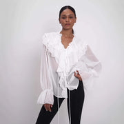 Women's Design Lace-up Puff Sleeve Shirt