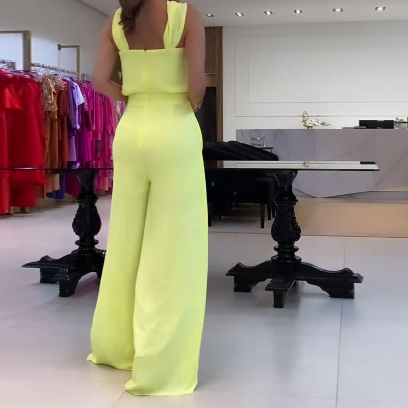 Women's Solid Color Wide Leg Casual Jumpsuit