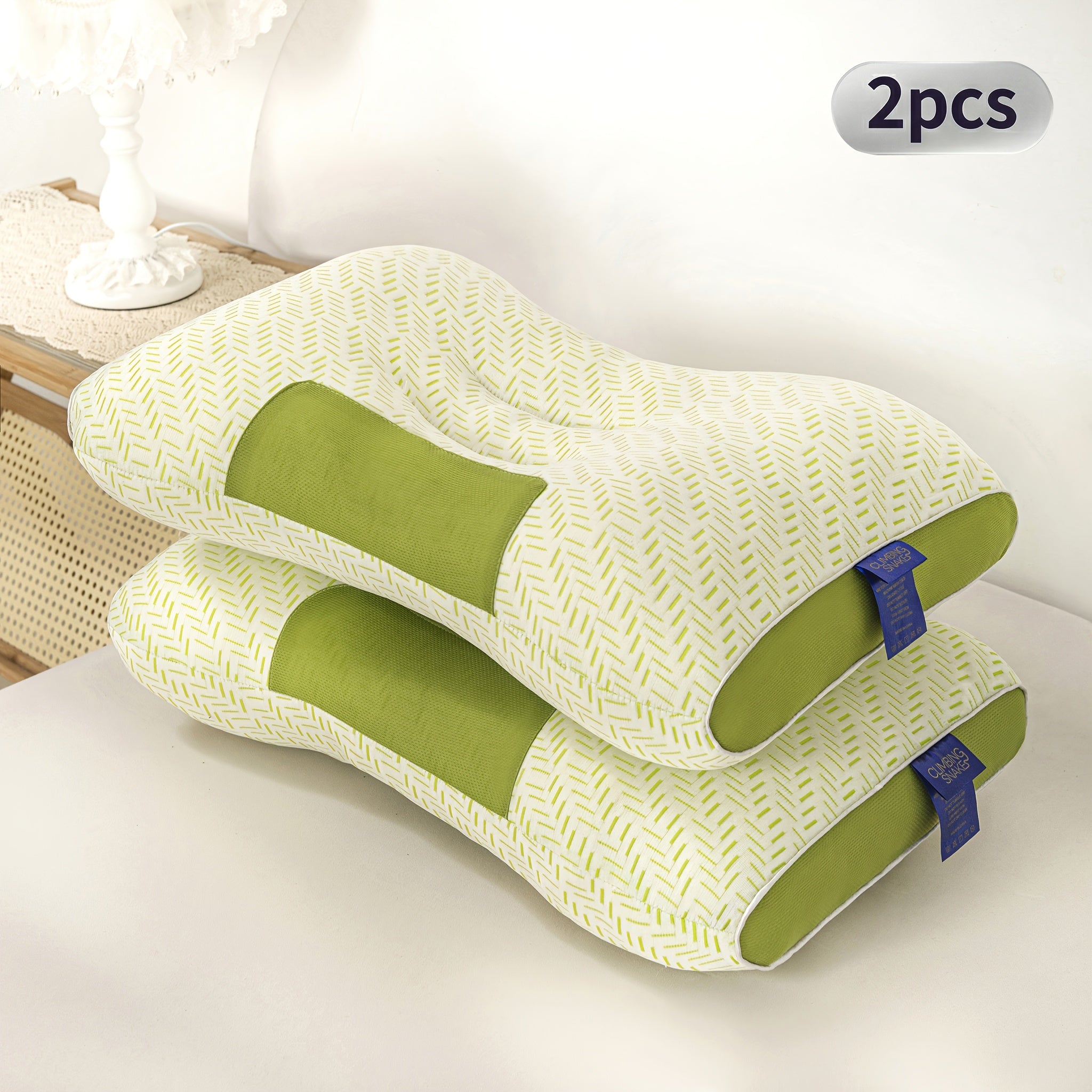 2 Pack Breathable Neck Pillows with Removable Zippered Pillowcase – Ergonomic Design for Shoulder and Neck Relief