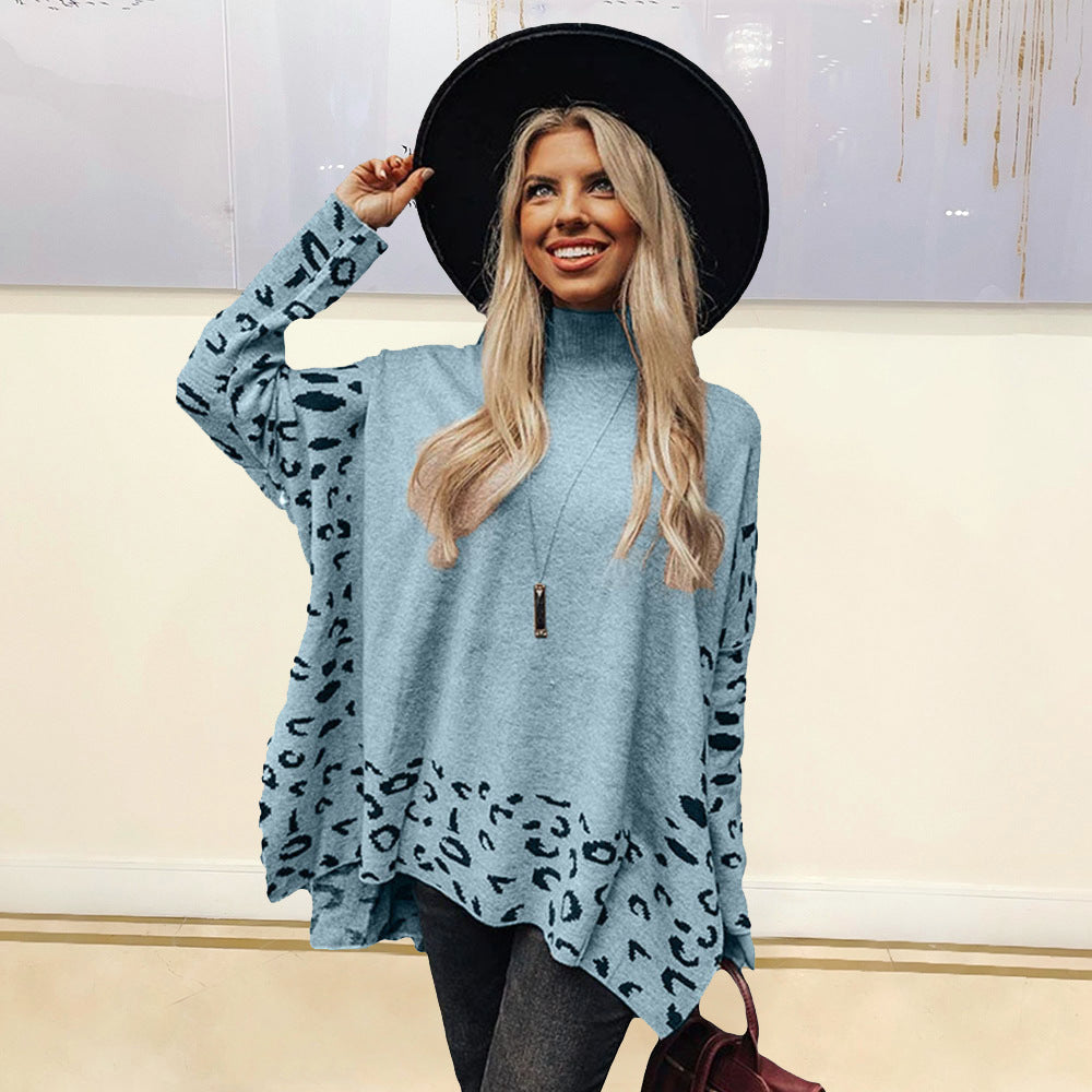 Women's Printed Long Sleeve Casual High Collar Pullover Top