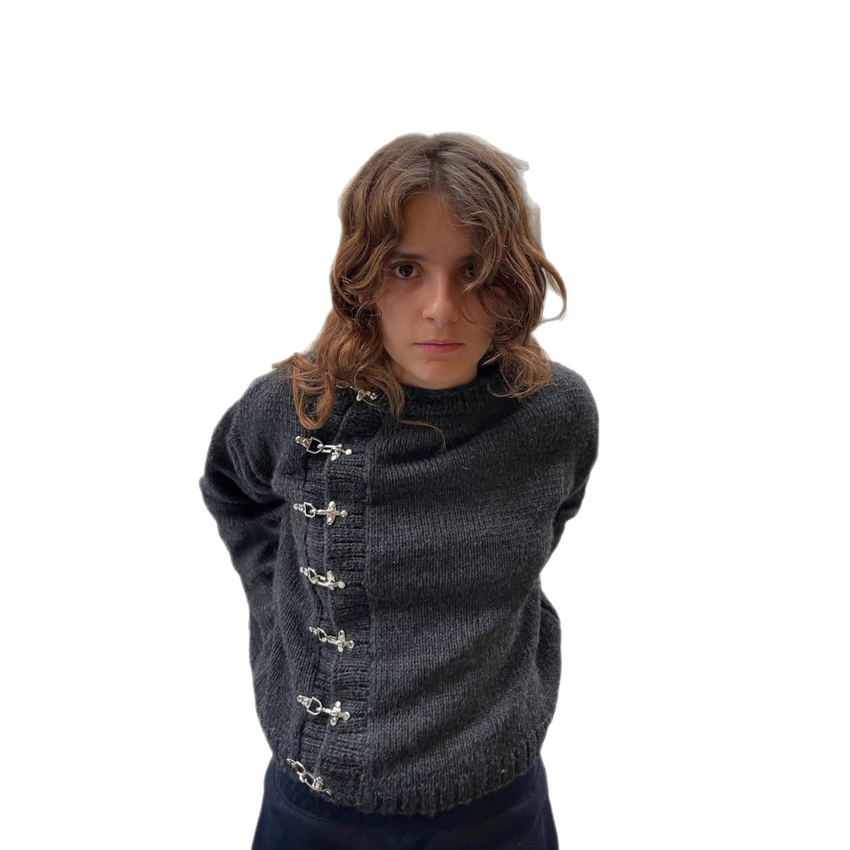 Handmade Airplane-button Cardigan Sweater for Warmth Casual and Slim-fit