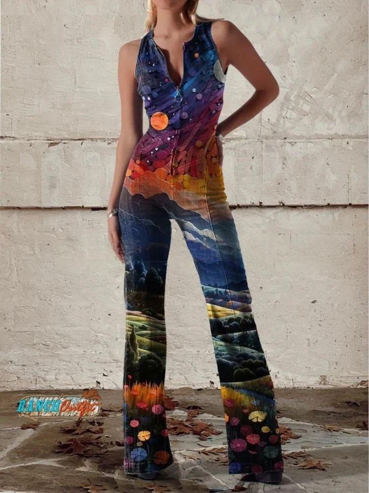 Chic Printed Off-Shoulder Sleeveless Jumpsuit
