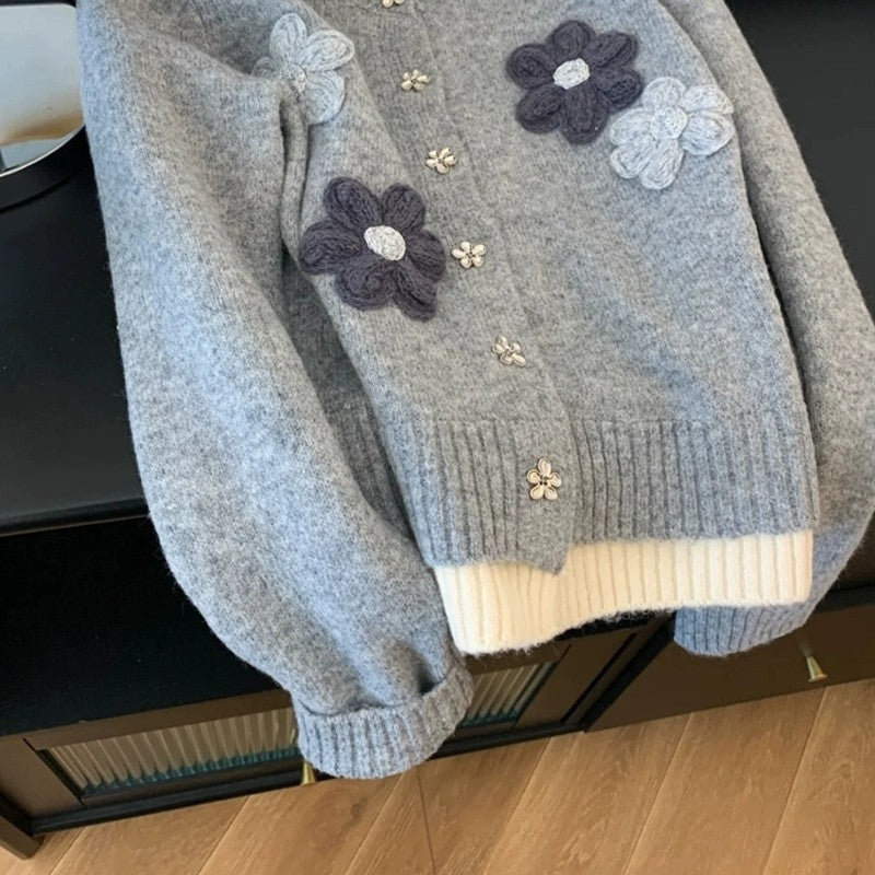 Women's Korean-style Flower Loose Sweater Autumn and Winter
