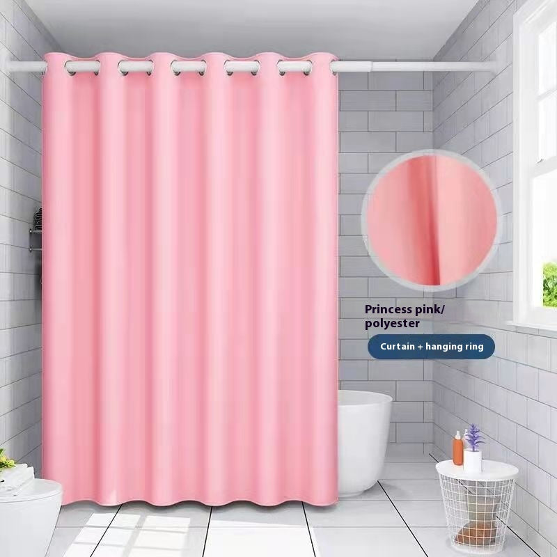 Linen Thick Waterproof and Mildew-proof Shower Curtain Punch-free