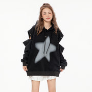 Distressed Graphic Couple's Loose Fit Autumn Sweater
