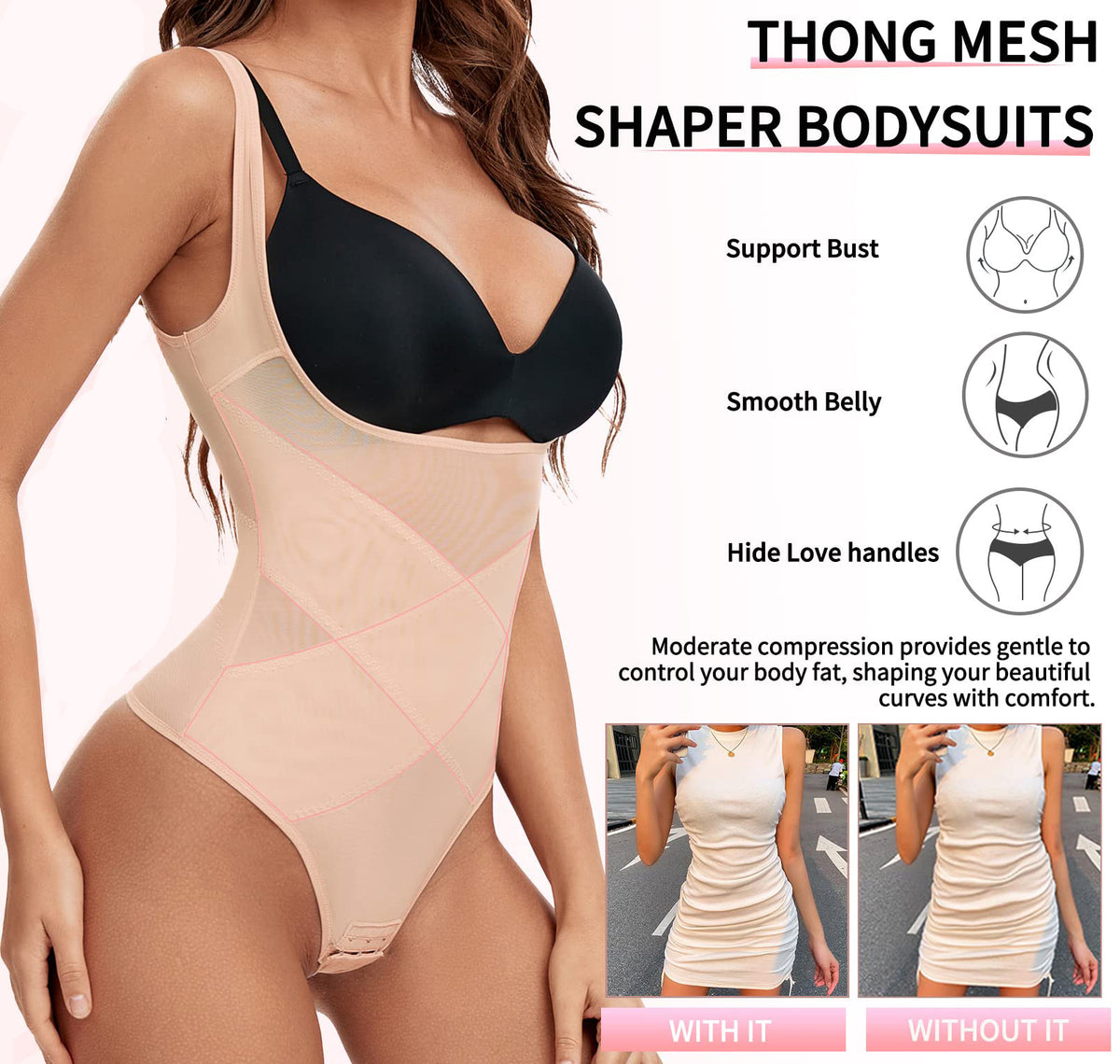 Mesh Breathable Slim Fit Wide Shoulder Strap Corset Belly Contracting Jumpsuit