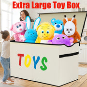 Kids Box Chest - Extra Large Lightweight Collapsible Storage Organizer Boxes Bins Baskets for Children, Boys, Girls, for nursery Room, Playroom, Closet Home Storage Boxes with Big Handles for Nursery, 26.8"X13.8"X16"