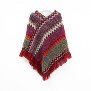 Cozy Wine Red Pullover Shawl for Women