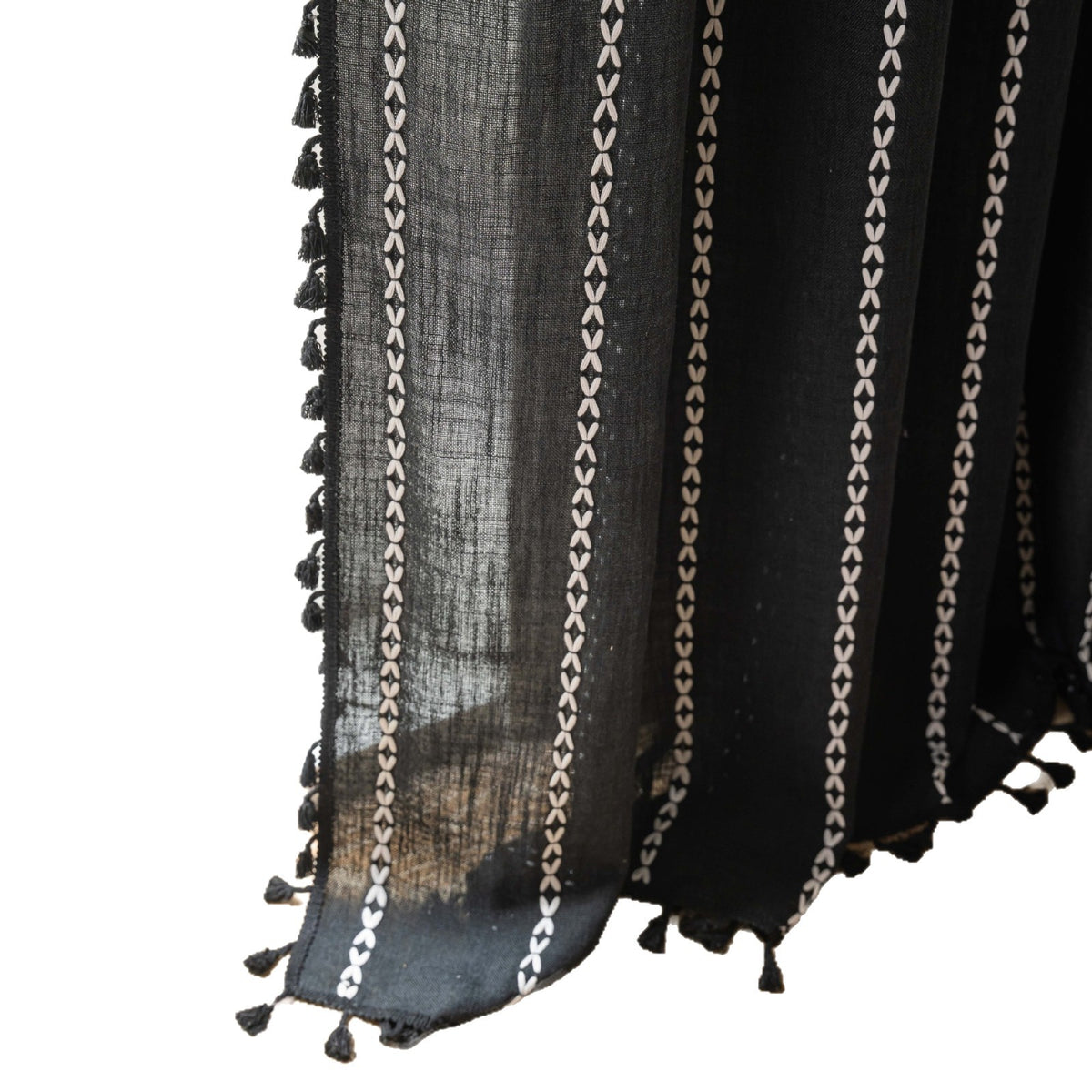 Bedroom Rod Set Pocket Black and White Jacquard Living Room Curtain