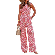 Chic Printed One-Shoulder Sleeveless Jumpsuit for Women