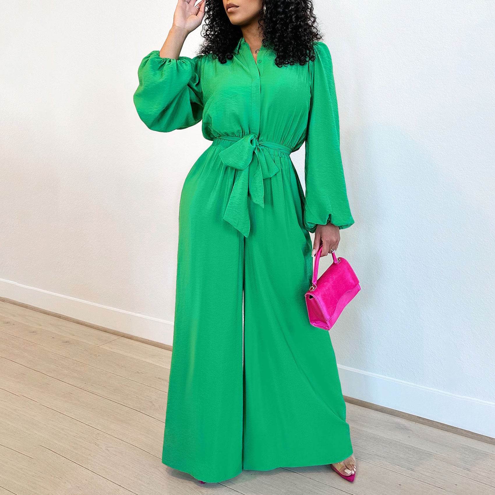 Chic Long Sleeve Plus Size Casual Jumpsuit