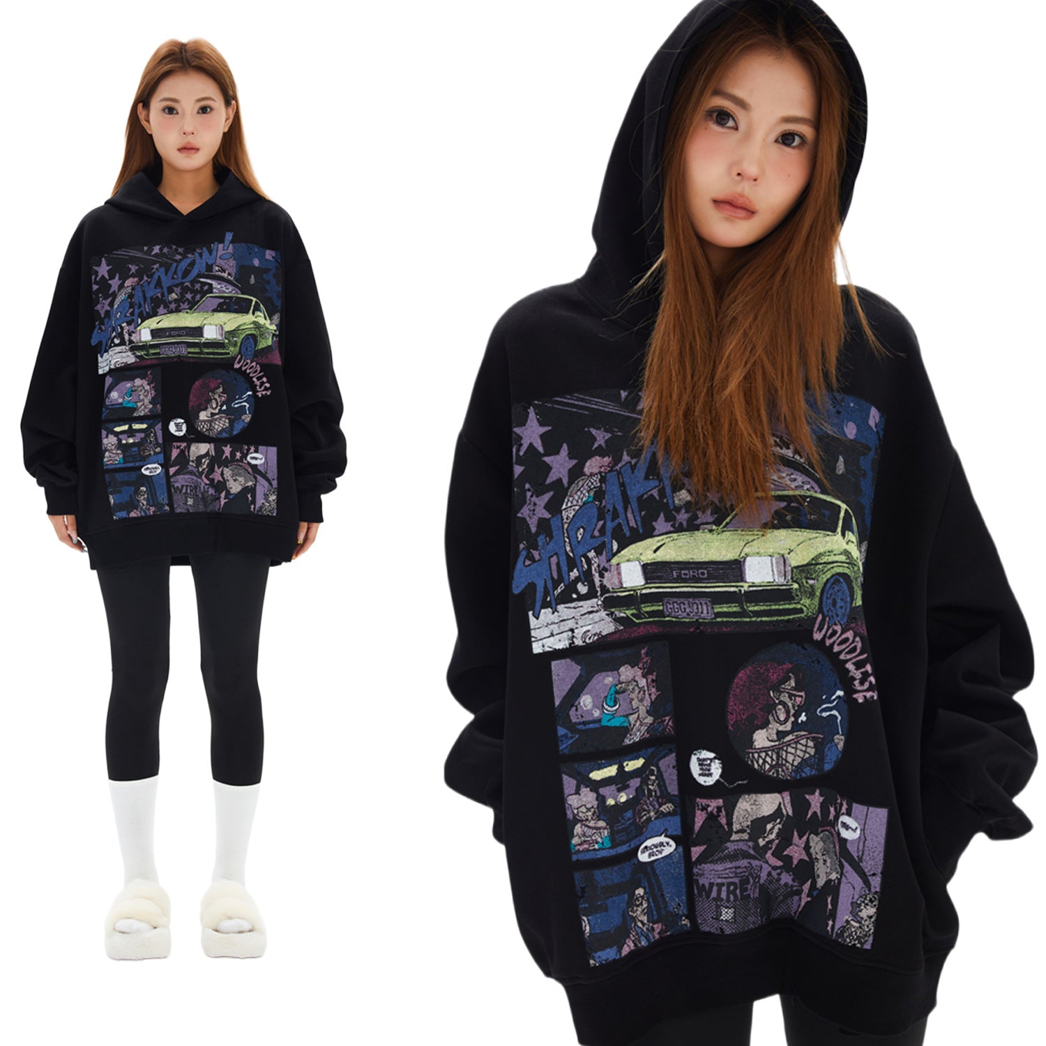 Cute Cartoon Graphic Loose Oversized Hoodie