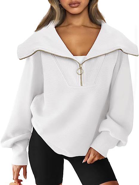 Women's Oversized Half Zipper Pullover Sweater