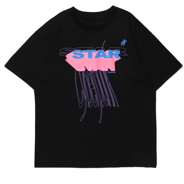 Candy‑Colored Letter Print Short‑Sleeve Top – Bold & Breezy