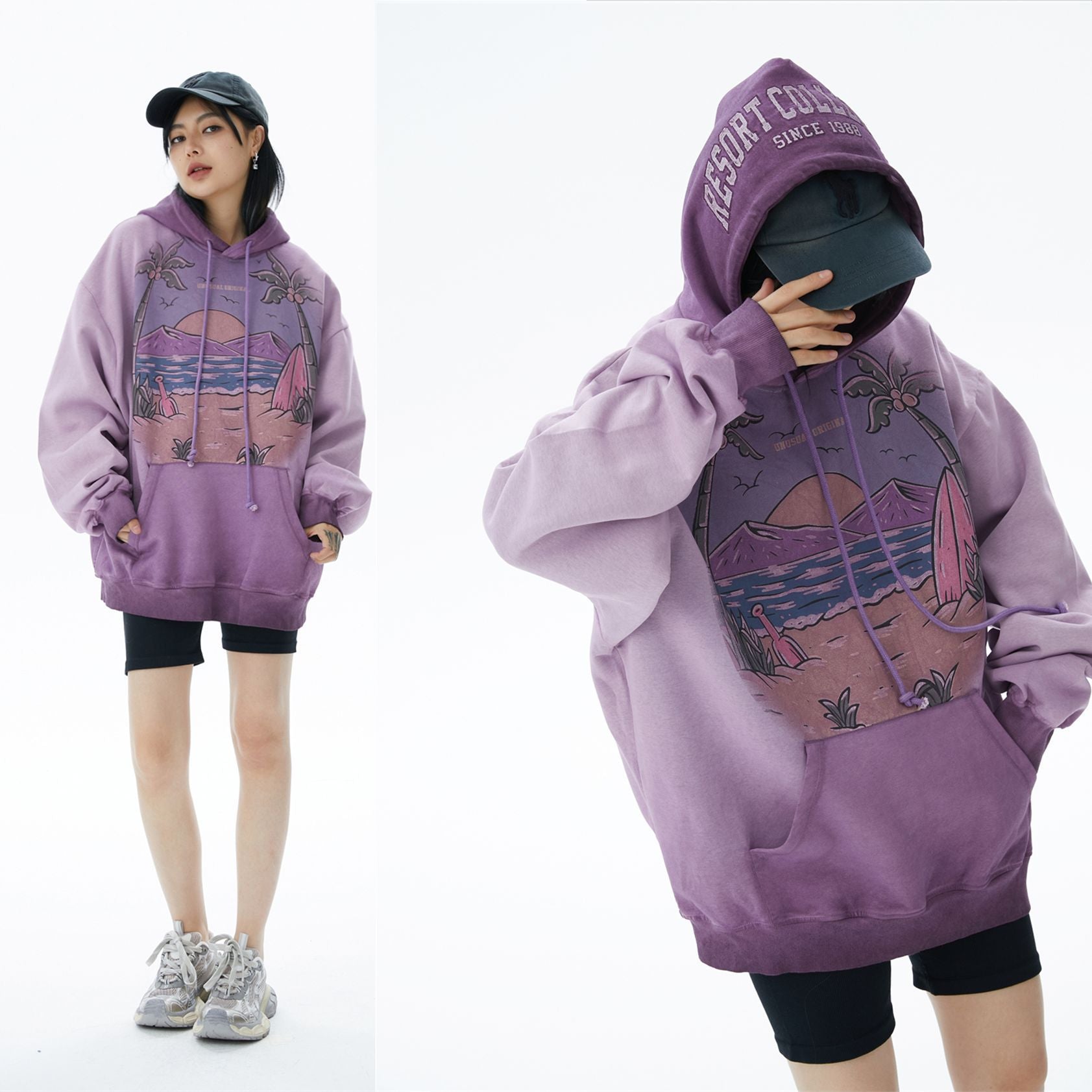 Men's Vintage Landscape Art Hoodie Streetwear