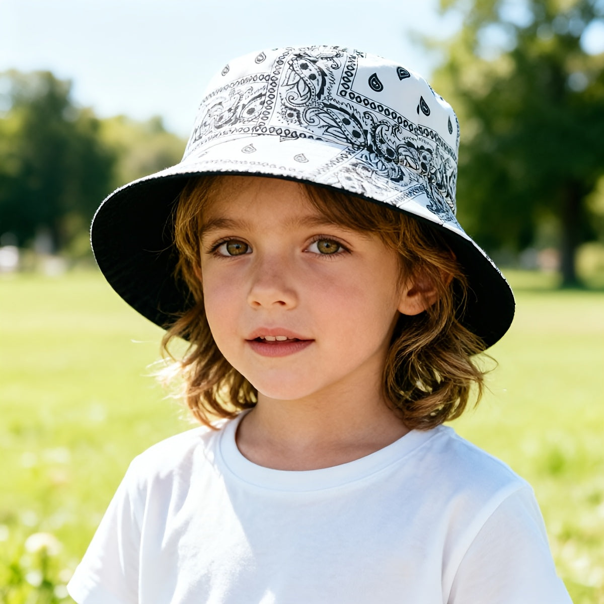 Unisex Kids' Fisherman Hat with Paisley Pattern, Ages 6-10