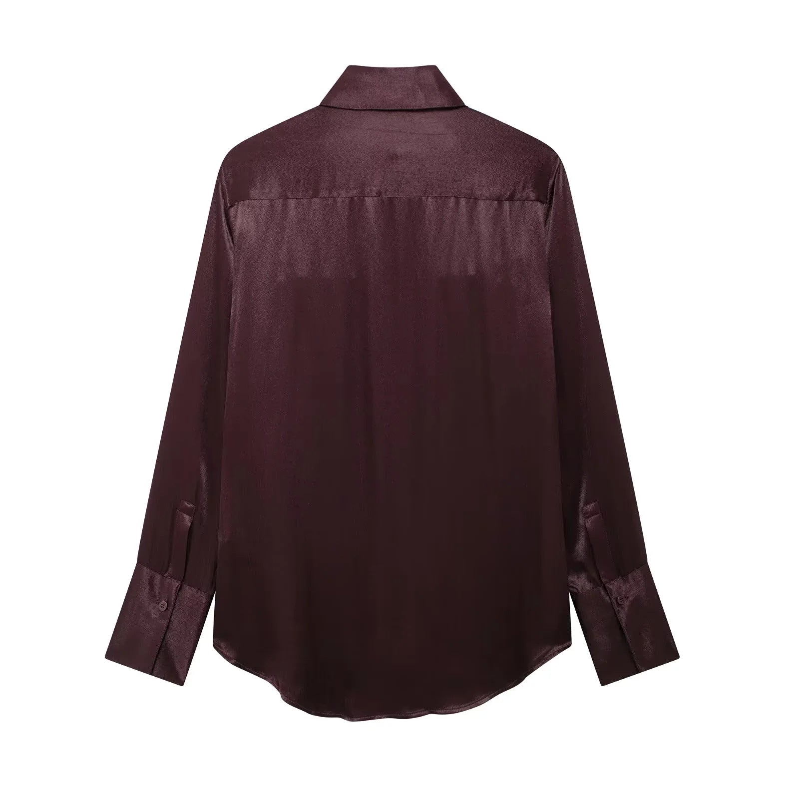 Women's Pocket Silk Satin Long-sleeved Shirt