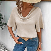 Apricot & Black Flared Sleeve Short-Sleeve Shirt – Urban Chic