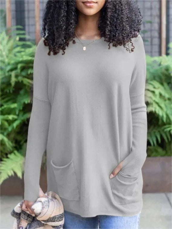 Women's Casual Long Sleeve Pocket Top