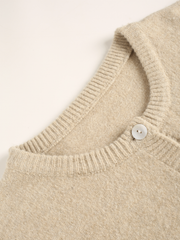 Oversized Crew Neck Button Knit Cardigan Women Soft Puff Sleeve Sweater Coat