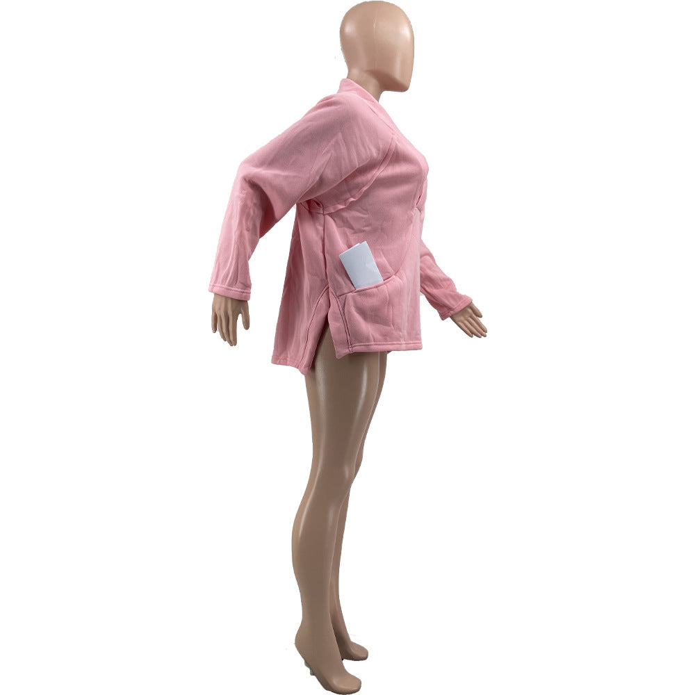 Casual Deep V-Neck Loose Pocket Sweatshirt for Women