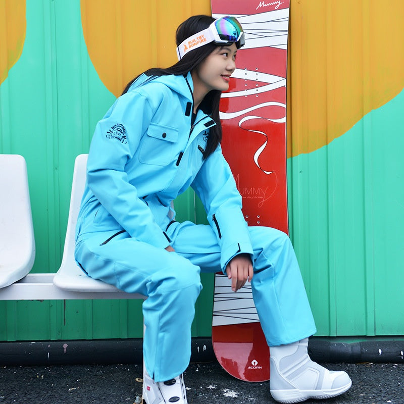 Waterproof Windproof One-Piece Ski Suit for Winter