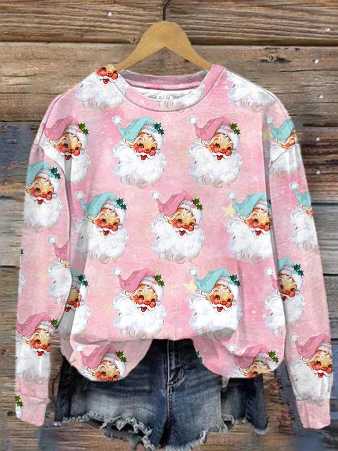 Women's Festive Christmas Graphic Round-Neck Sweatshirt