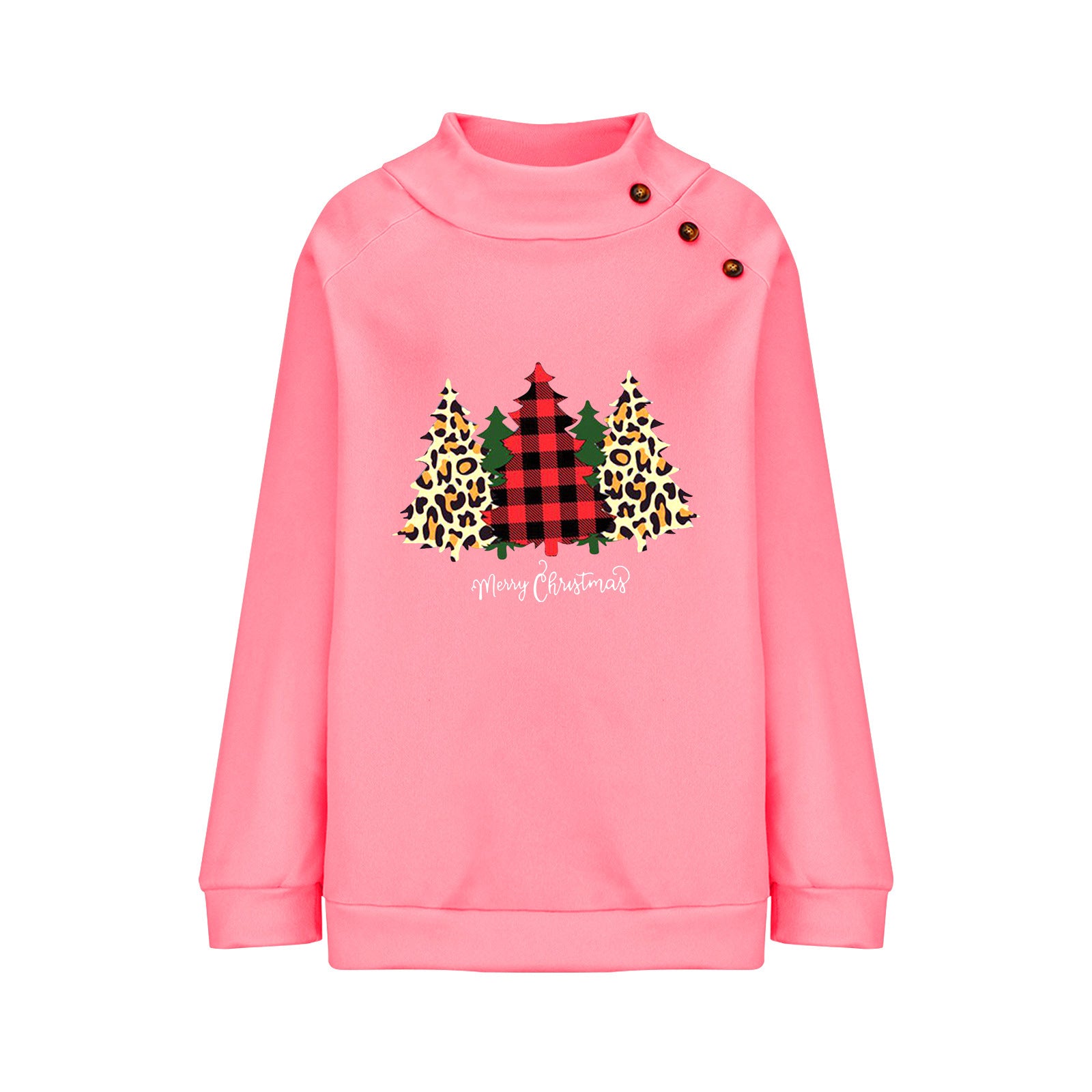 Women's Festive Button Christmas Long Sleeve Sweatshirt