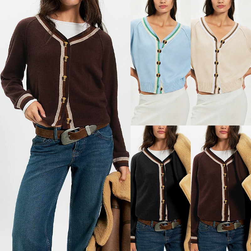 Button-down Knitted Sweater Cardigan Coat Fashionable Womens Wear