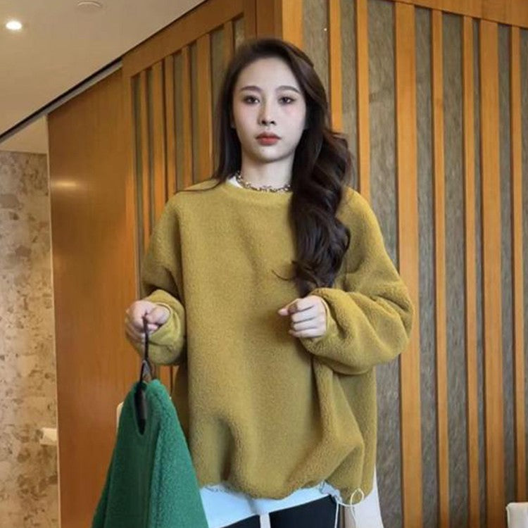 Lazy Wind Lambswool Round Neck Sweater Female